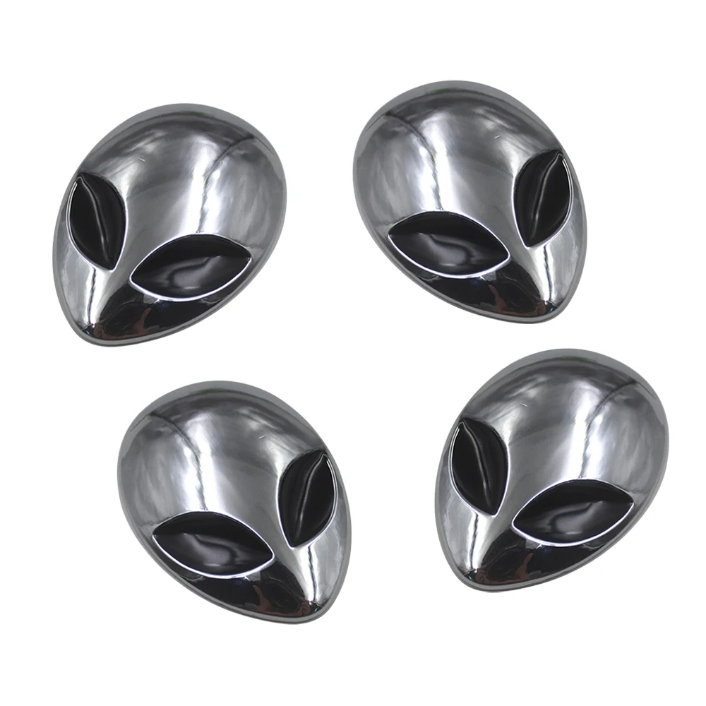 Pack of 4 3D Metal Alien Head Emblem Badge Sticker Decal Car Body Exterior Cover Fender Decals