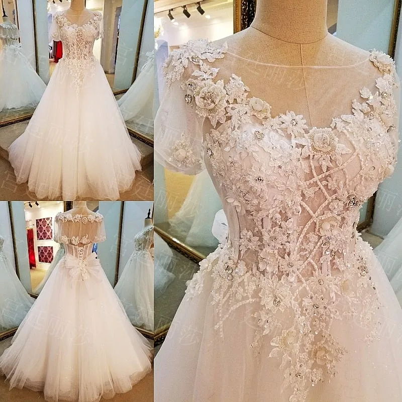 Vestido de noiva принцесса прозрачный топ Бисероплетение невесты свадебное платье 207 размера плюс свадебное платье на заказ
