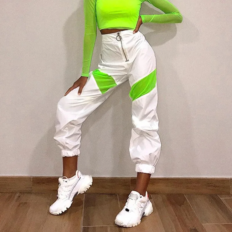 

2019 Autumn Winter Women Pants High Waist Jogger Streetwear Loose Sweatpants Trousers Patchwork Clothes Bottoms Dance