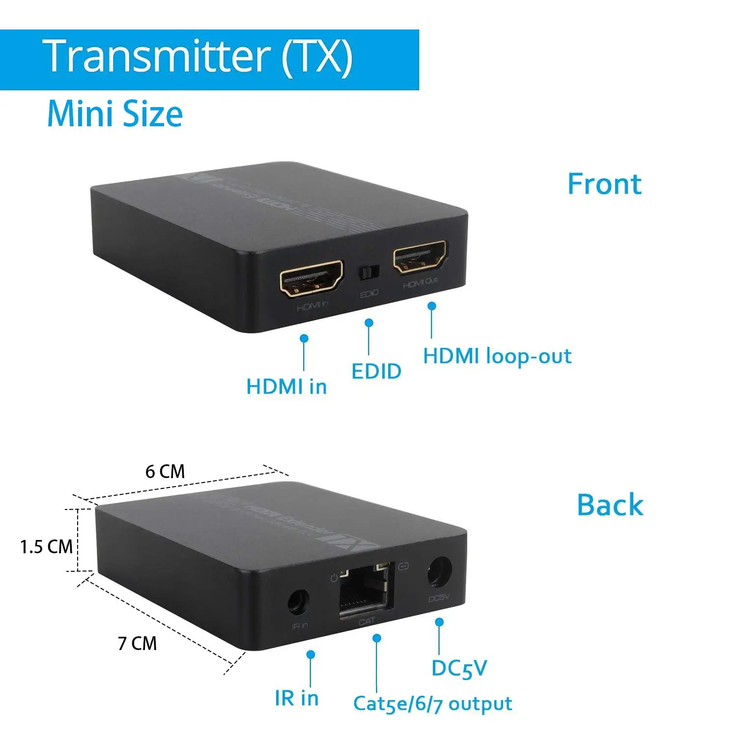 HDMI удлинитель сплиттер с ИК-передатчик и приемник HDMI CAT5/6/7 удлинитель для головок 2 Порты и разъёмы Разделитель с мультимедийным интерфейсом высокой четкости петля HD 1080P HDMI Ethernet E