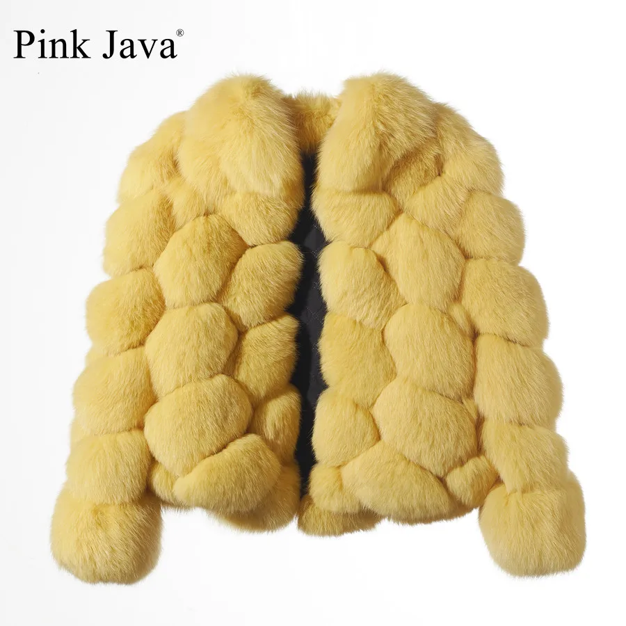 Розовое Java QC19098 Новое поступление, горячая Распродажа, Женское зимнее толстое меховое пальто из натурального Лисьего меха, шуба из натурального меха, роскошная модная куртка