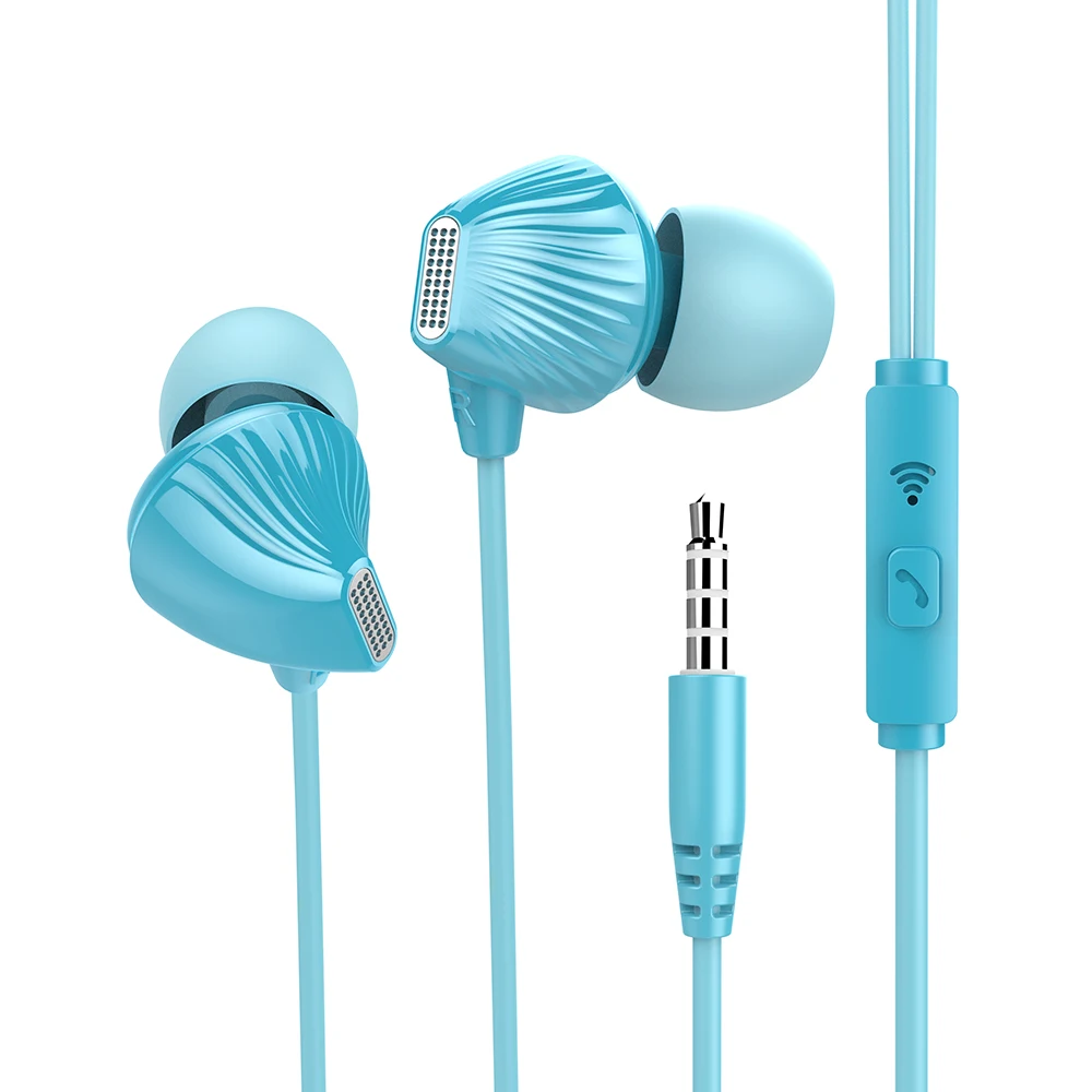 Blue Проводные наушники с микрофоном, вкладыши, 3,5 мм, музыкальные спортивные Игровые наушники для бега, супер бас, черные для Xiaomi Mi9 Mi8 huawei Mate30 - Цвет: Blue
