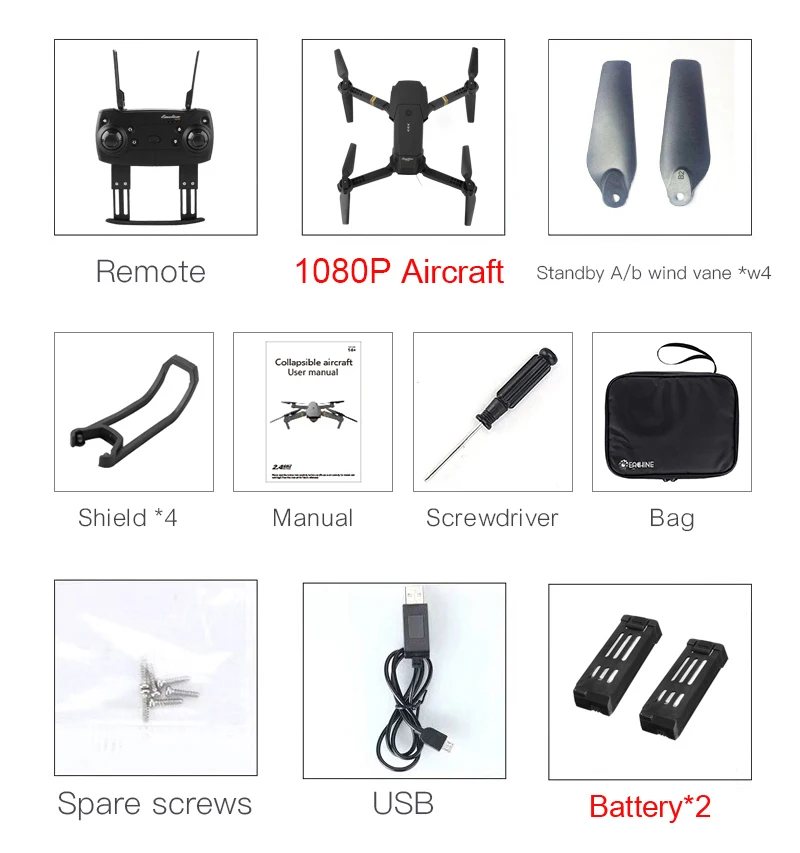 E58ドローン Eachine E58 ドローン - 広角 HD 1080P/720P/480P カメラ WIFI