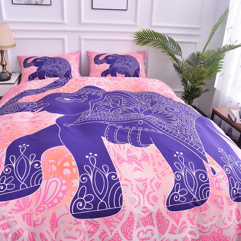 Набор постельного белья с 3D принтом слона, набор постельного белья в богемном стиле, пододеяльник, комплект пододеяльников, пододеяльник, размер США