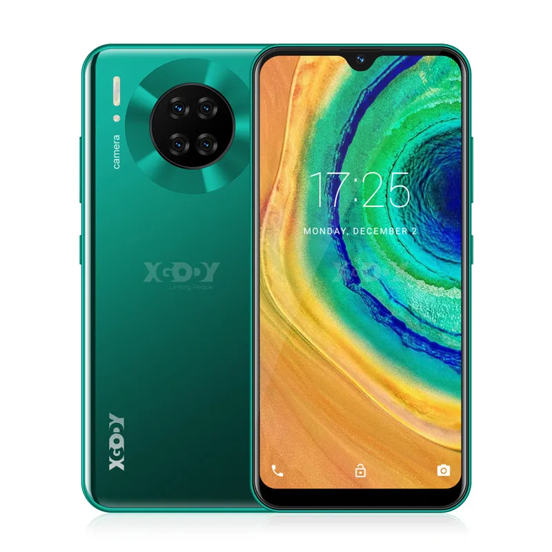 XGODY mate 30 4G смартфон Android 9,0 6,2" экран капли 3G 32G MTK6737 четырехъядерный 8 Мп 2850 мАч разблокировка лица ID мобильный телефон - Цвет: Emerald green