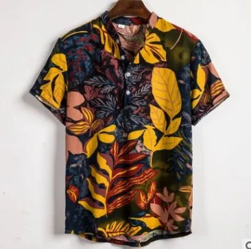 Гавайская рубашка, Мужская одежда,, для доски, для серфинга, летняя, короткий рукав, футболка, мужская, с этническим принтом, пляжные рубашки, Bottons, свободные, Camisa - Цвет: 1