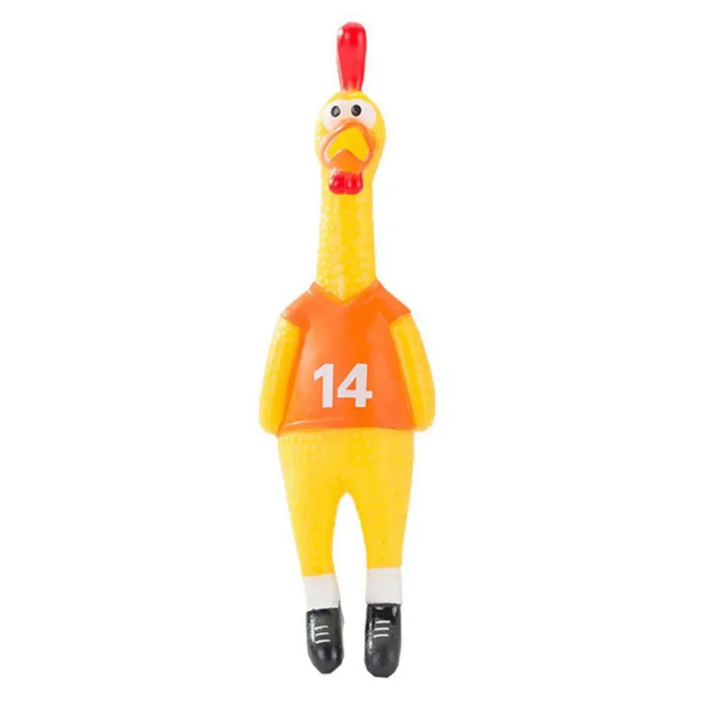 Игрушки для собак, кричащая курица, сжимающая звук, игрушка для собак, супер прочная забавная Жевательная Желтая резиновая курица, жевательная игрушка для щенков - Цвет: Orange