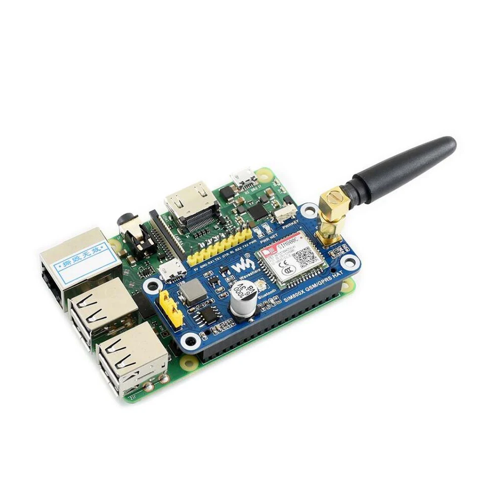 Transfer Data Via Bluetooth Allow Pi to Send Messages Connect to Wireless Internet GSM//GPRS//Bluetooth Hat for Raspberry Pi 3B+//3B//2B//Zero//Zero W Based on SIM800C UART Interface