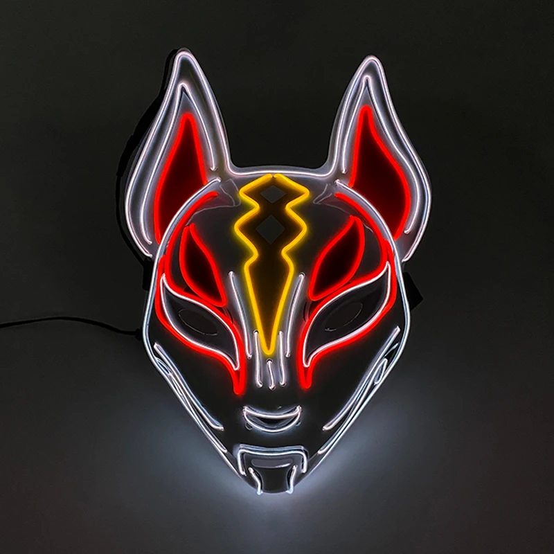 Women's Costumes Anime Expro Decor Japanese Fox Mask Neon Led Light Cosplay Mask Halloween Party Rave Led Mask Dance DJ Payday Costume Props wonder woman costume