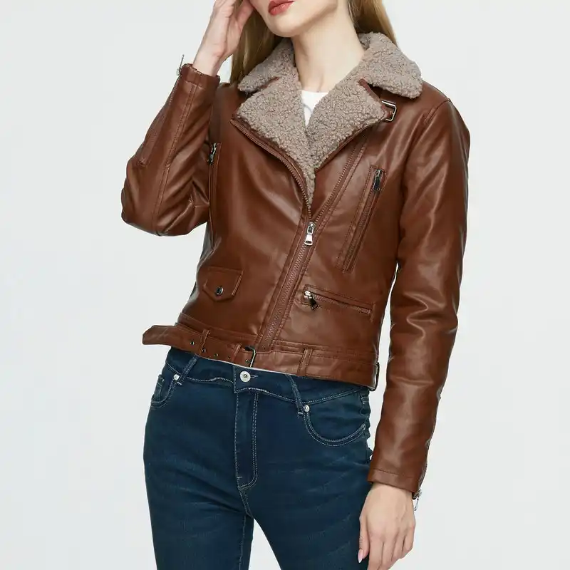 Women Coat Women Faux Leather Jackets Womens Fur Leather Jackets