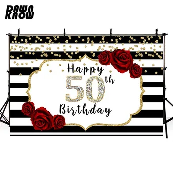 

DAWNKNOW Rose 50th Vinyl Photography Background For Adult Photo Shoot Backdrop For Birthday Party Photo Studio lv1730