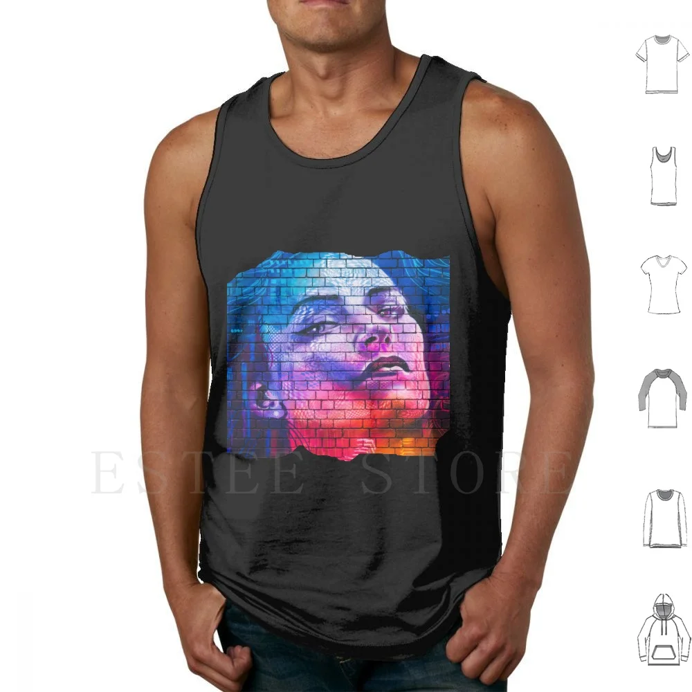 

Graffiti , Woman Face Tank Tops Vest Sleeveless Graffiti Woman Face