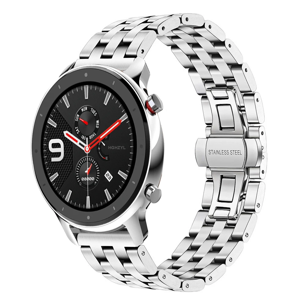 For-Huami-Amazfit-GTR-Strap-47mm-Butterfly-buckle-Stainless-Steel-Metal-Replaceable-Watch-band-For-Amazfit