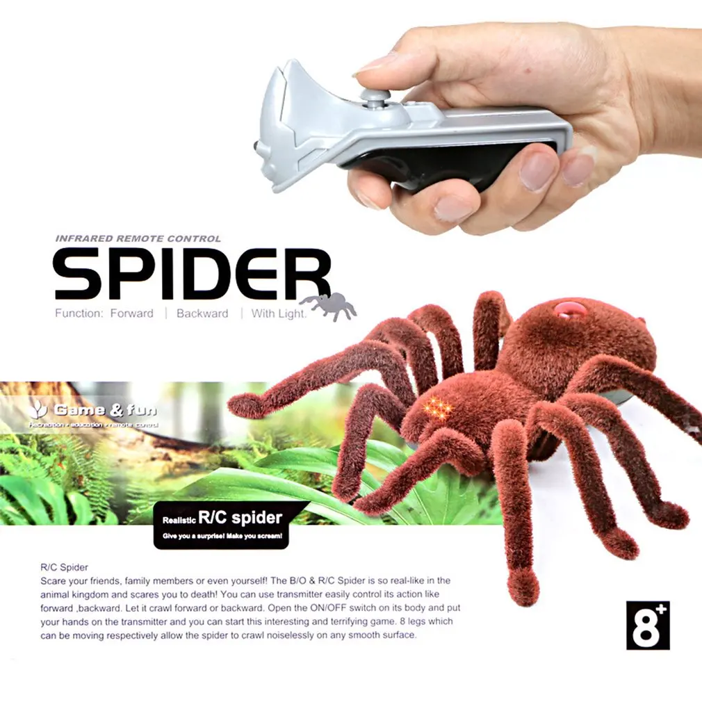 Chico de Control remoto regalo para aterrador espeluznante de araña de peluche de infrarrojos RC tarántula juguete 95AE accesorios para Halloween broma juguete divertido Juguetes