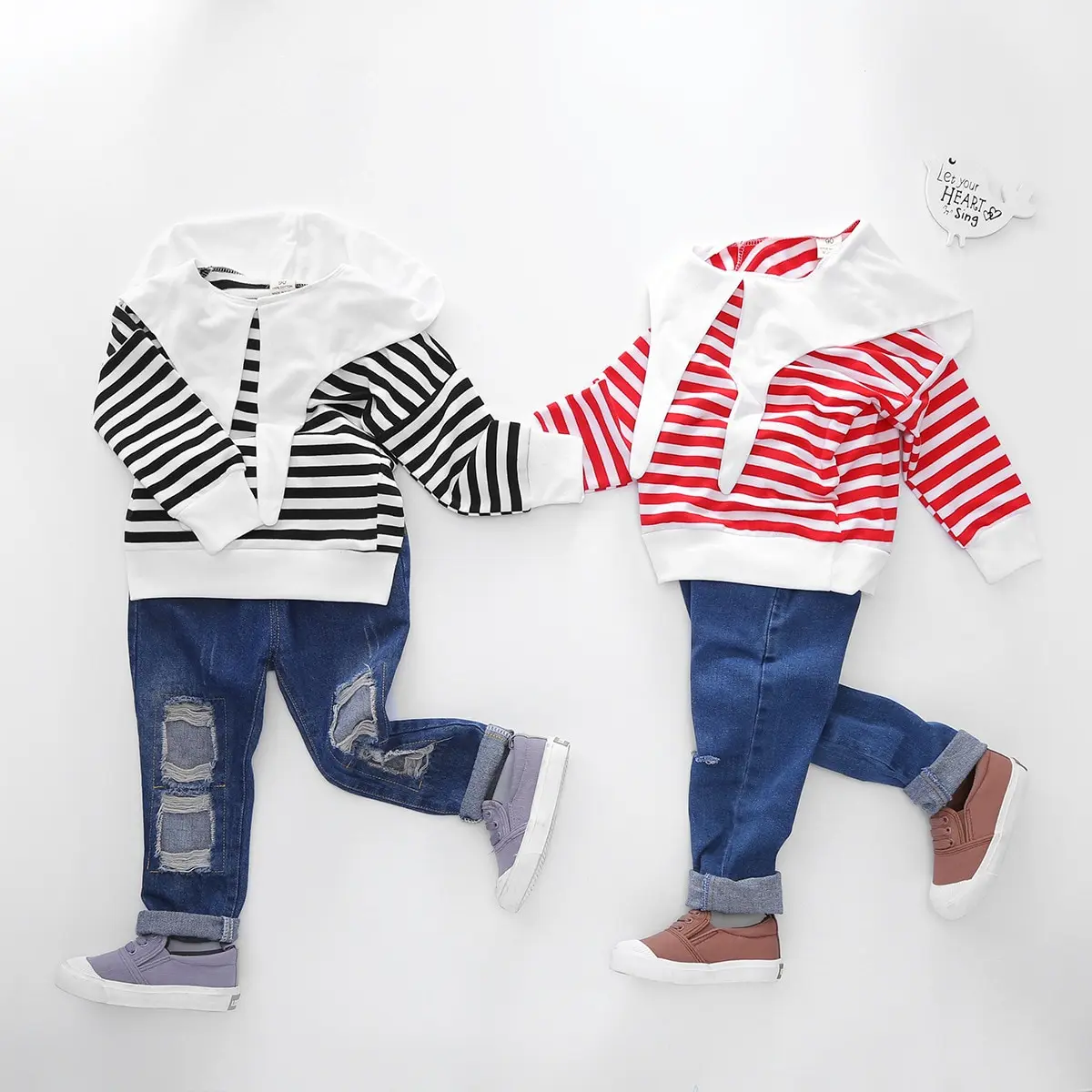 SHUJIN Kids Chlothing/топы в полоску с капюшоном для девочек, свитер Детская футболка с капюшоном и воротником «летучая мышь» для девочек детская одежда из хлопка