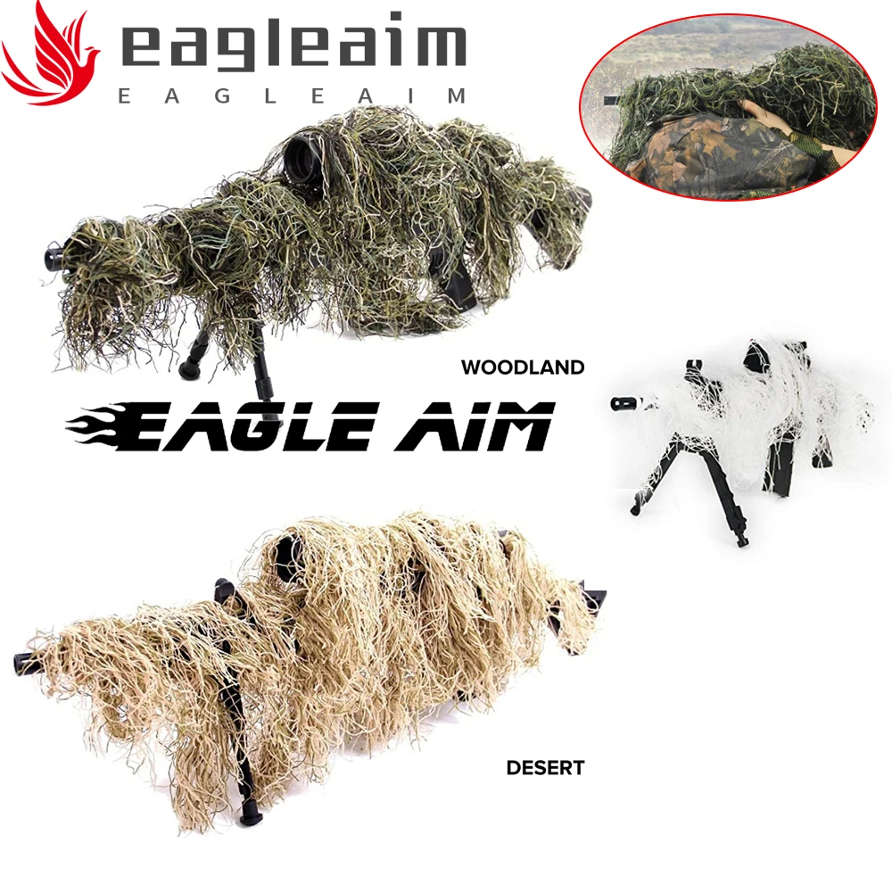 Jungle/Desert/Snow Ghillie Rifle Cover Wrap Synthetic w/Elastic Strap