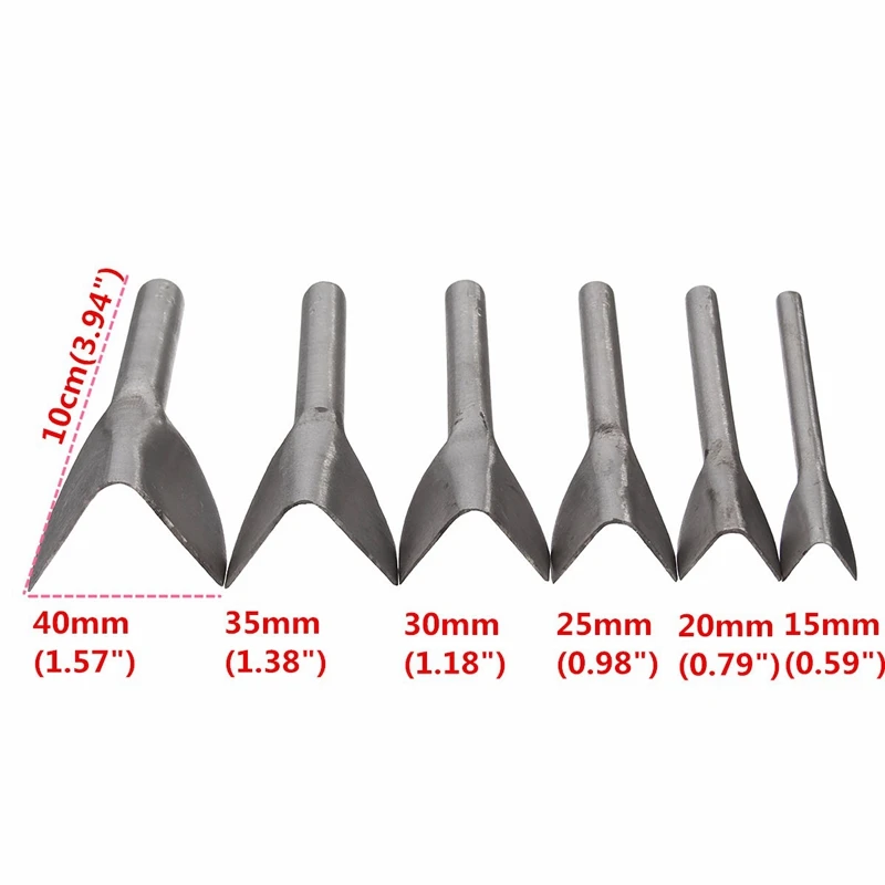Leather Craft Tools Half Round V Shaped Cutter Punch Leather Handmade Craft Tools Punching Hand 6Pcs/set 15mm-40mm