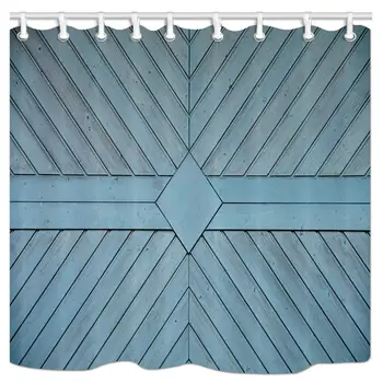 

Rustic Decor Shower Curtain, Background Texture Garage Door Wooden Wall Panels Bathroom Curtain, Polyester Fabric Bath Curtains