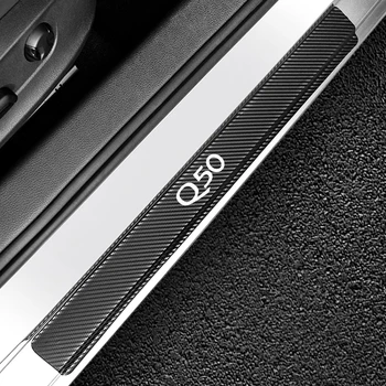 

For Infiniti Q50 4PCS Car Door Sill Plate Protector Stickers Auto Carbon Fiber Decals Automobile Styling Car Tuning Accessories