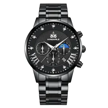 

KINGMALE Man Watch Luxury Top Brand Business Watch For Men Fashion Black Wristwatch Stainless Steel Strap Date Montre Homme 1901