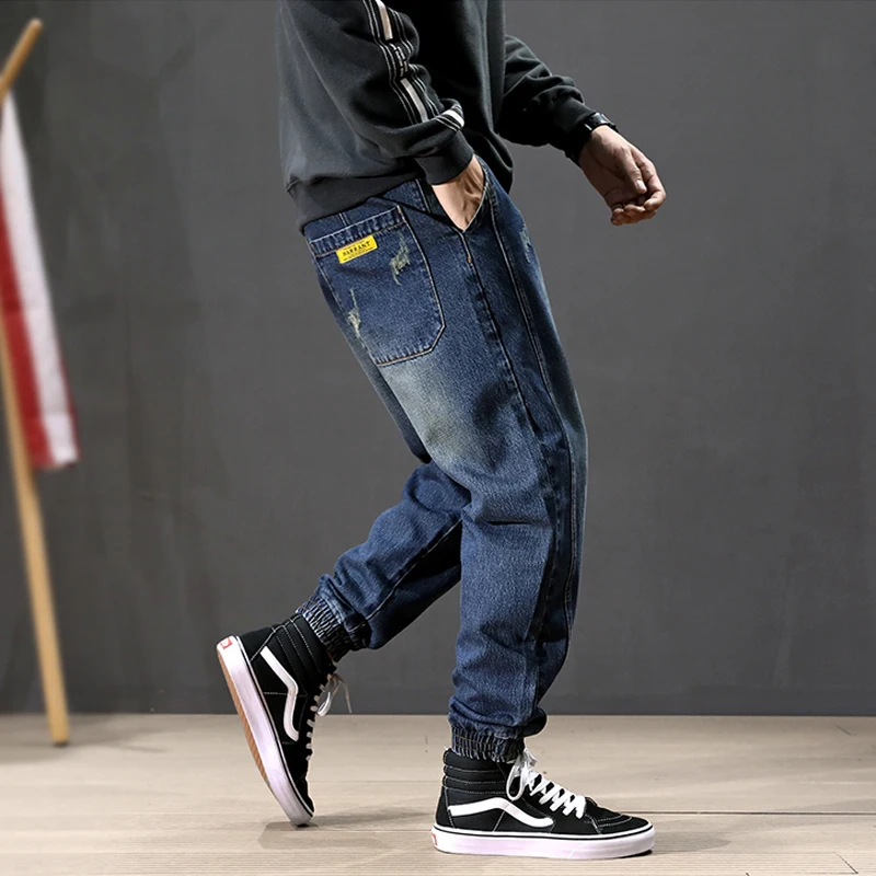 Fashion Streetwear Jeans Longgar Pas Disambung Desainer Celana Harem Jeans Slack Bawah Hip Hop Celana Jeans Robek Pria Lari Jeans Aliexpress