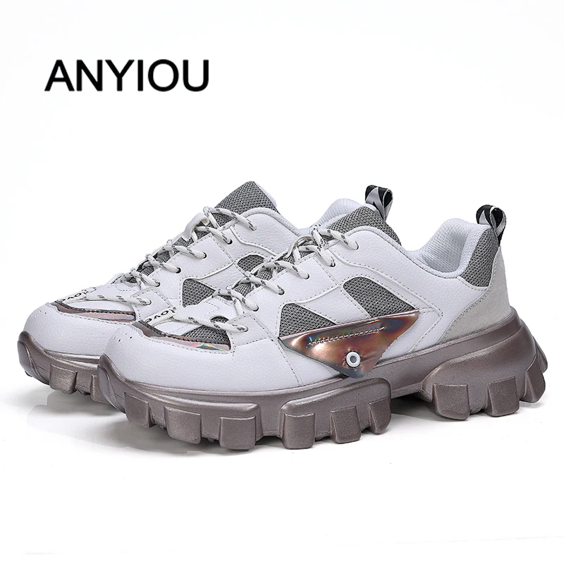 

ANYIOU Hip Hop Sneakers Men's Shoes Students Fly Weave Male Running Shoes Sports Breathable Leisure Travel Outside White Shoes