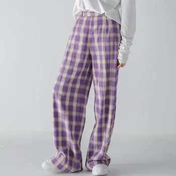

SHENGPALAE 2020 New Spring Spring Personality Vintage Plaid Women Trousers Loose Big Size Casual Fashion Female Pants FM51114S