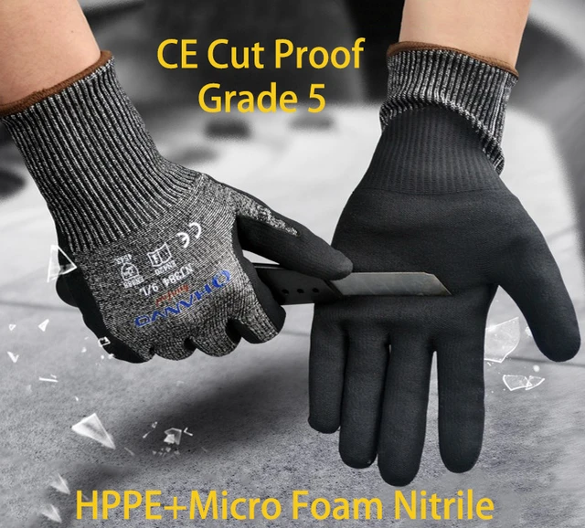 ANSI A4 Anti Cut Resistant Work Glove HPPE Micro Foam Nitrile Maxi High  Flex Proof Glass