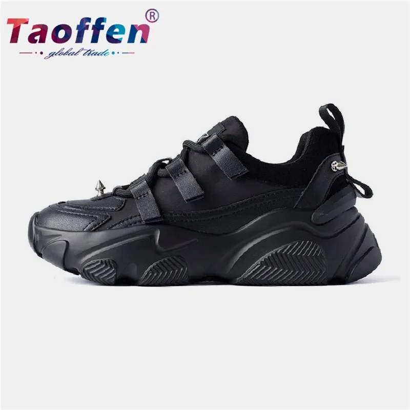 Taoffen/; прогулочная обувь из натуральной кожи на толстой подошве для отдыха; женские брендовые модные Клубные спортивные кроссовки с круглым носком; Размеры 35-40