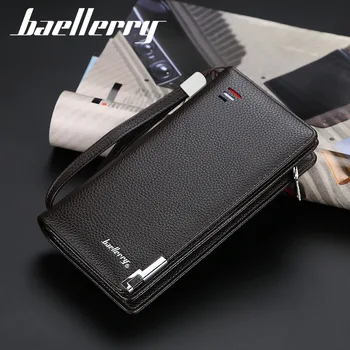 

Long clutch bag Korean version of lychee pattern mobile phone bag large capacity zipper mobile phone bag men wallet