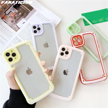 

200pcs Clear Shockproof Bumper Case For iphone 11 pro Max XR Xs Max 6s 7 8 Plus SE2 Candy Color Silicone Frame Transparent Cover