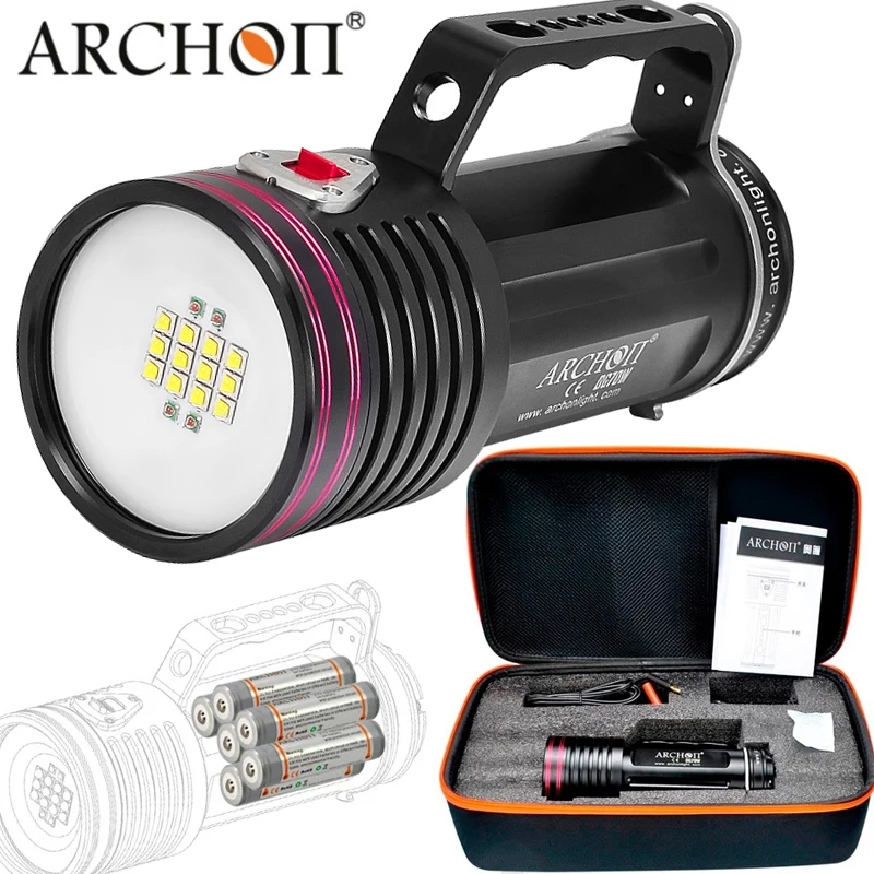 ARCHON WG76 D100W-II фонарь для дайвинга CREE XM-L2 max 6500 люмен подводный 200 метр водонепроницаемый погружение свет с батарейным пакетом