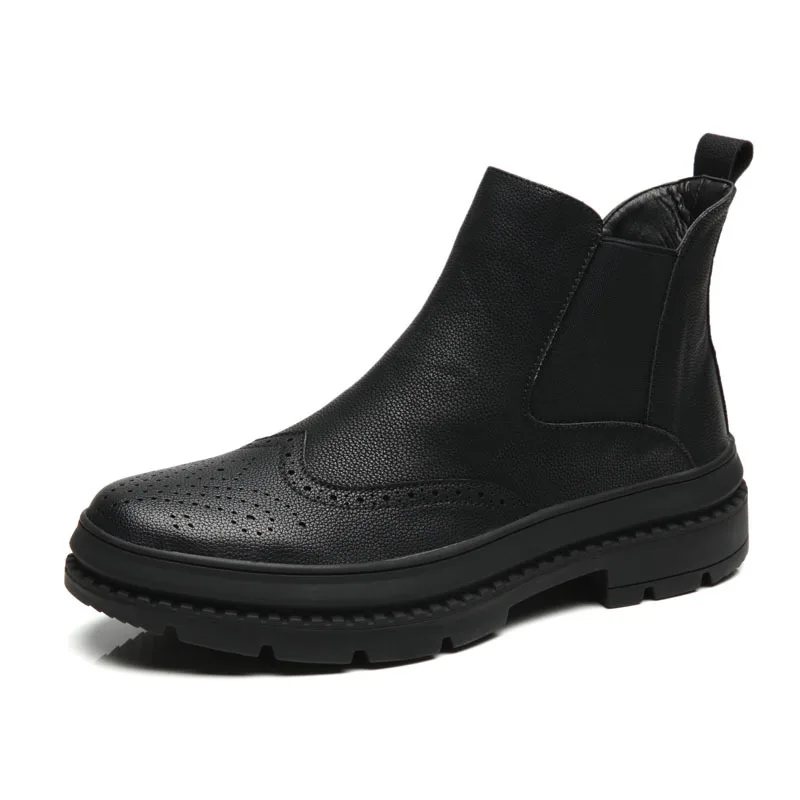 brogue chelsea boots black