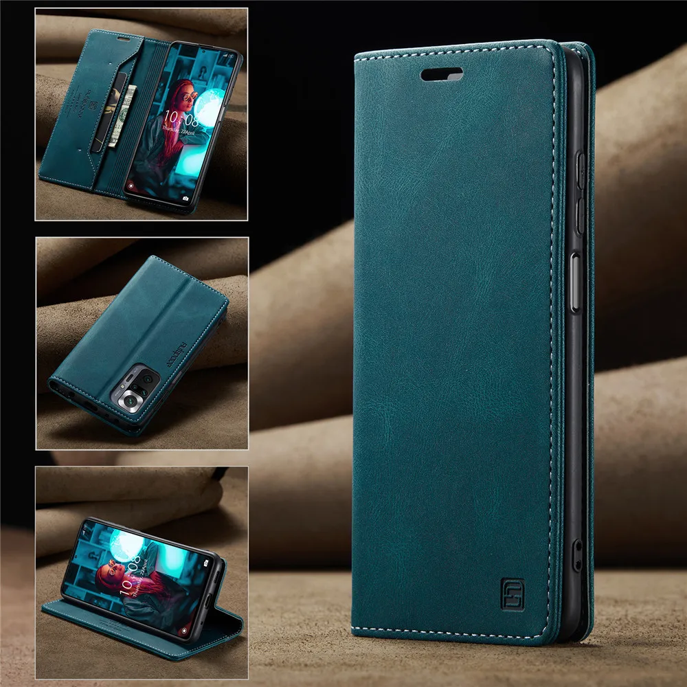 Redmi Note 10 Pro 케이스 지갑 마그네틱 카드 플립 커버, Redmi Note 10 11 12 Pro Note 10s Pro 케이스, 럭셔리 가죽 휴대폰 커버