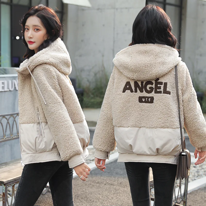 

Lambs Wool Coat Women's Autumn & Winter Cotton-padded Clothes INS Hong Kong Style Students Cotton Coat Oversize Fashion Short Co