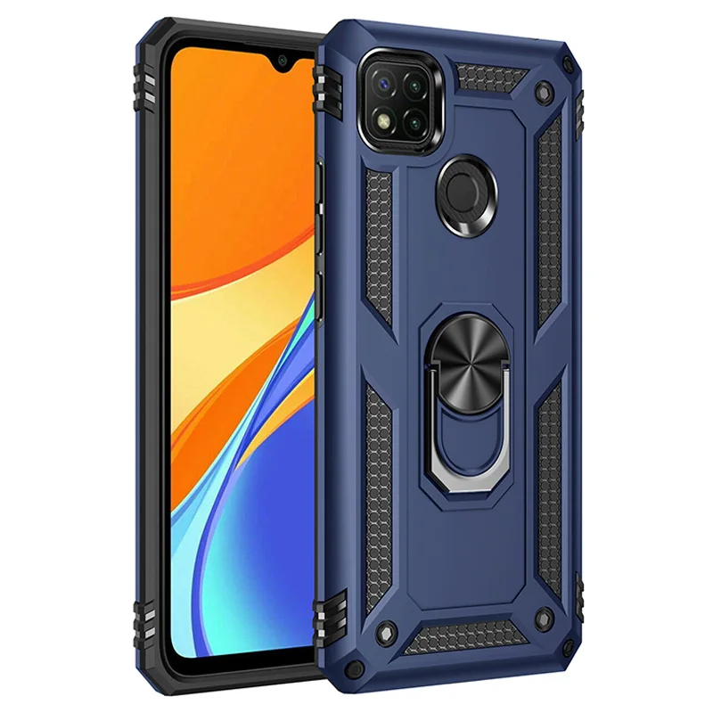 Shockproof Armor For Xiaomi Redmi 9 9T 9A 9C NFC Case Phone Case for Redmi Note9 Pro Ring Stand Bumper Silicone Phone Back Cover