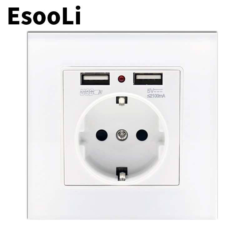 Штепсельная розетка EsooLi с двойным usb портом 2 1 А 16 А|Электрические розетки| |
