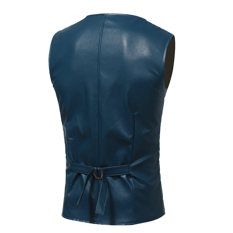 Spring And Autumn New Style Casual Fashion Men Simple Versatile Leather Waistcoat Gentleman Men's Leather Waistcoat 9-Color