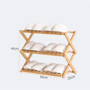 

50*46*25cm Bamboo Folding Shoe shelf Three-Layer Shoe rack Shoes storage rack