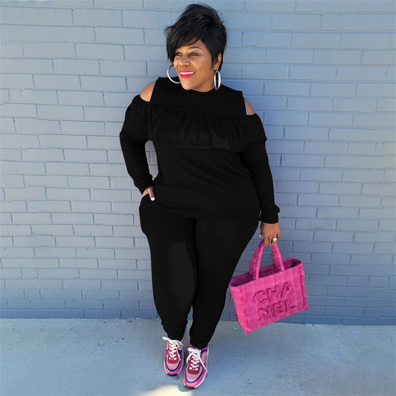 Women Clothing Plus Size Sets Ensemble 2 Pieces Femme Long Sleeve Top