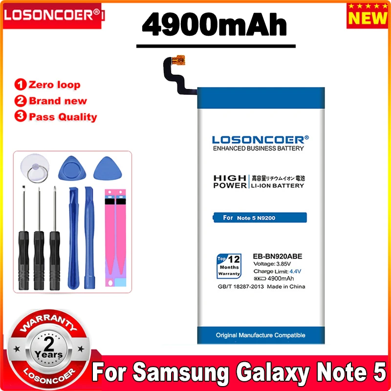LOSONCOER 4900 мАч EB-BN920ABE Сменный аккумулятор для Samsung GALAXY Note 5 N9200 N920t N920c Project Noble |