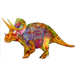 Nova arte colorida de madeira quebra cabeças único triceratops em forma 100 200 300 peças adolescente crianças presente aniversário brinquedo atacado