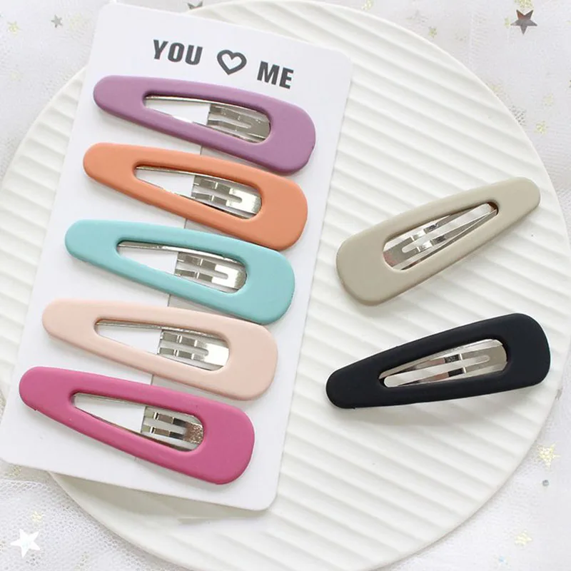 

Women Girls Solid Color Scrub Resin Hair Clip Geometric Hollow Waterdrop Hairpin Hair Accessories