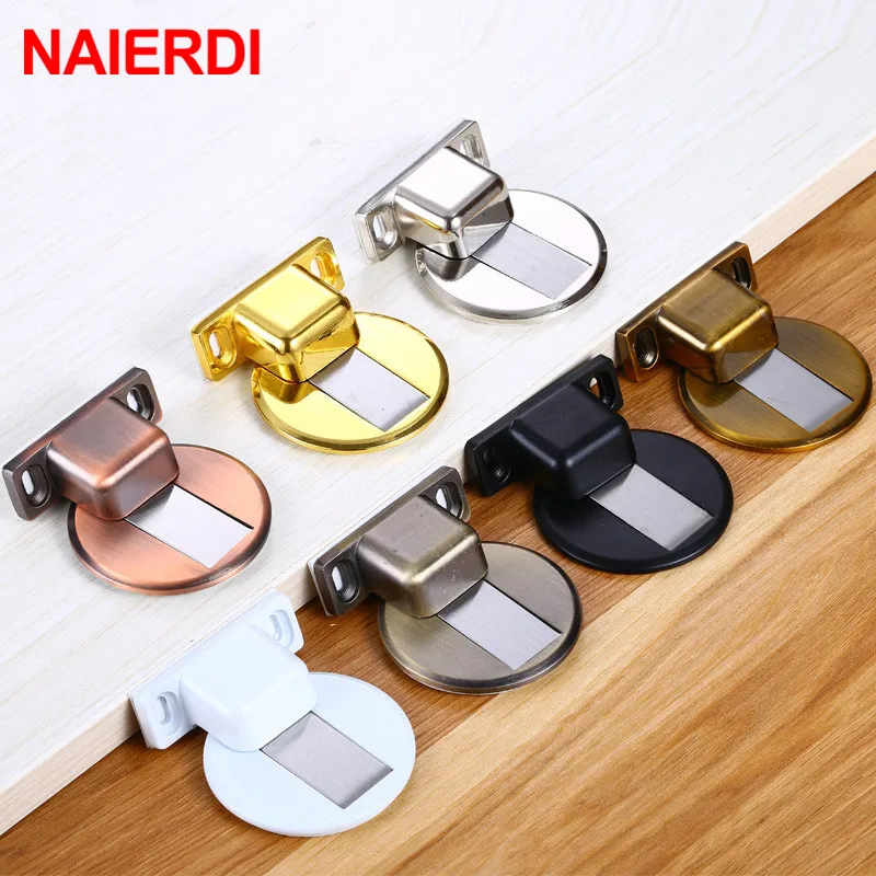 

NAIERDI Zinc Alloy Door Stopper Magnetic Door Stops Hidden Door Holders Catch Floor Nail-free Doorstop Furniture Hardware