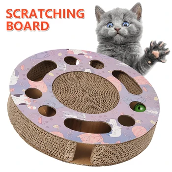 

Pets Cat Toys Interactive Scratching Board Cat Kitten Toys Cat Scratcher Cardboard Scratching Pad Activity Kitten Toy for Indoor