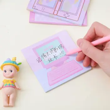 

6Pcs/Bag Portable Sticky Notes Memo With Colorful Computer Pattern For Children Kids Reminding Plan Schedule Writing Supply DXAC
