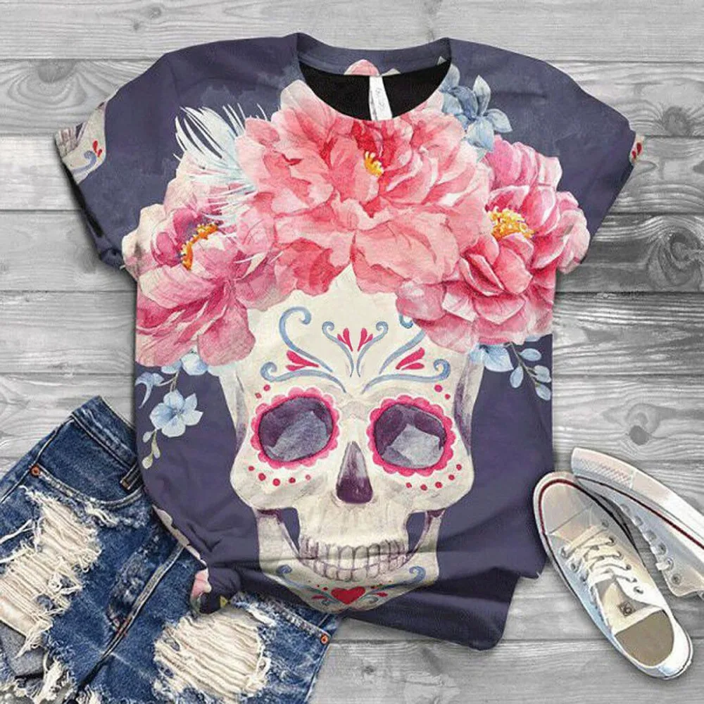 Fashion Tshirt Women Plus Size Short Sleeve 3D Animal Printed O-neck Tops Tee T-shirt Top Women Harajuku T Shirt Camisas Poleras