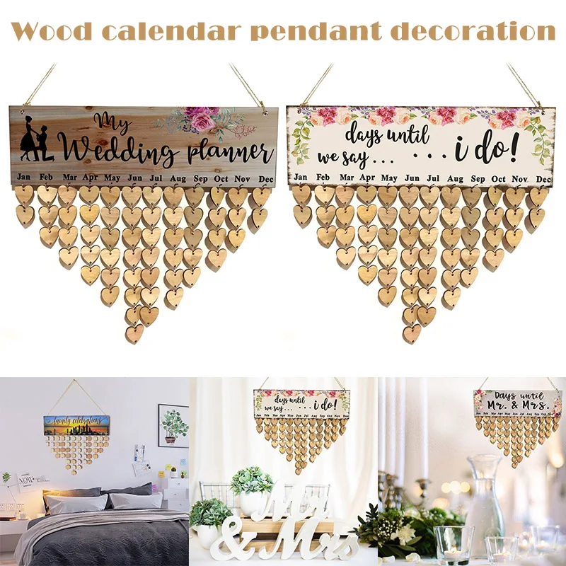 Hot Selling Wood Wall Hanging Calendar Birthday Celebrations DIY Reminder for Home Decoration LBV