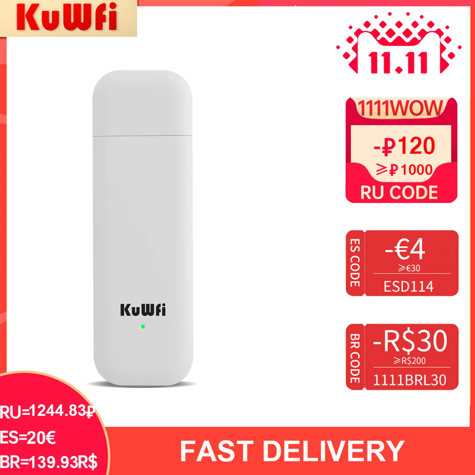 KuWFi 4G USB модем 150 Мбит/с маршрутизатор WiFi ключ автомобильный мобильный