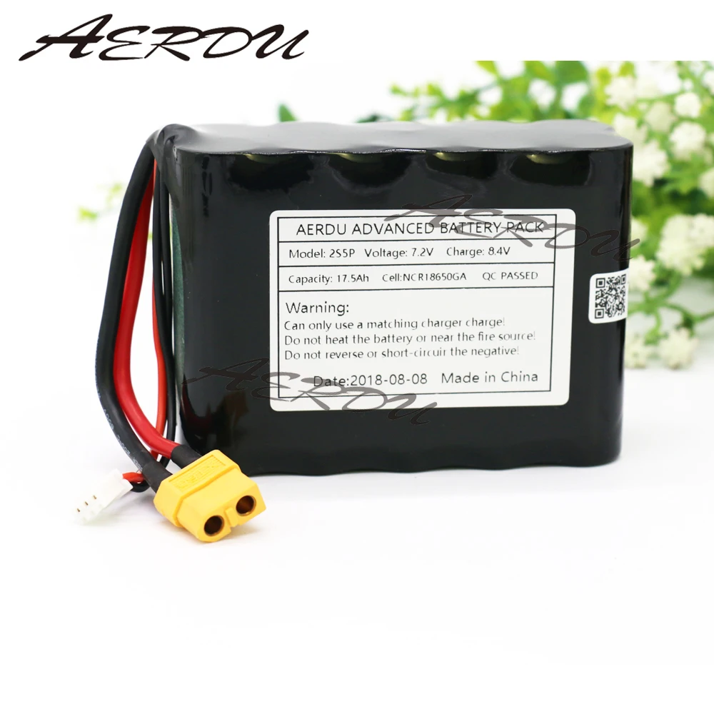 

AERDU 2S5P 7.2V 17.5Ah 7.4V UAV lithium ion battery pack 8.4V For NCR18650GA NO BMS Drone RC boat car toy high performance 50A